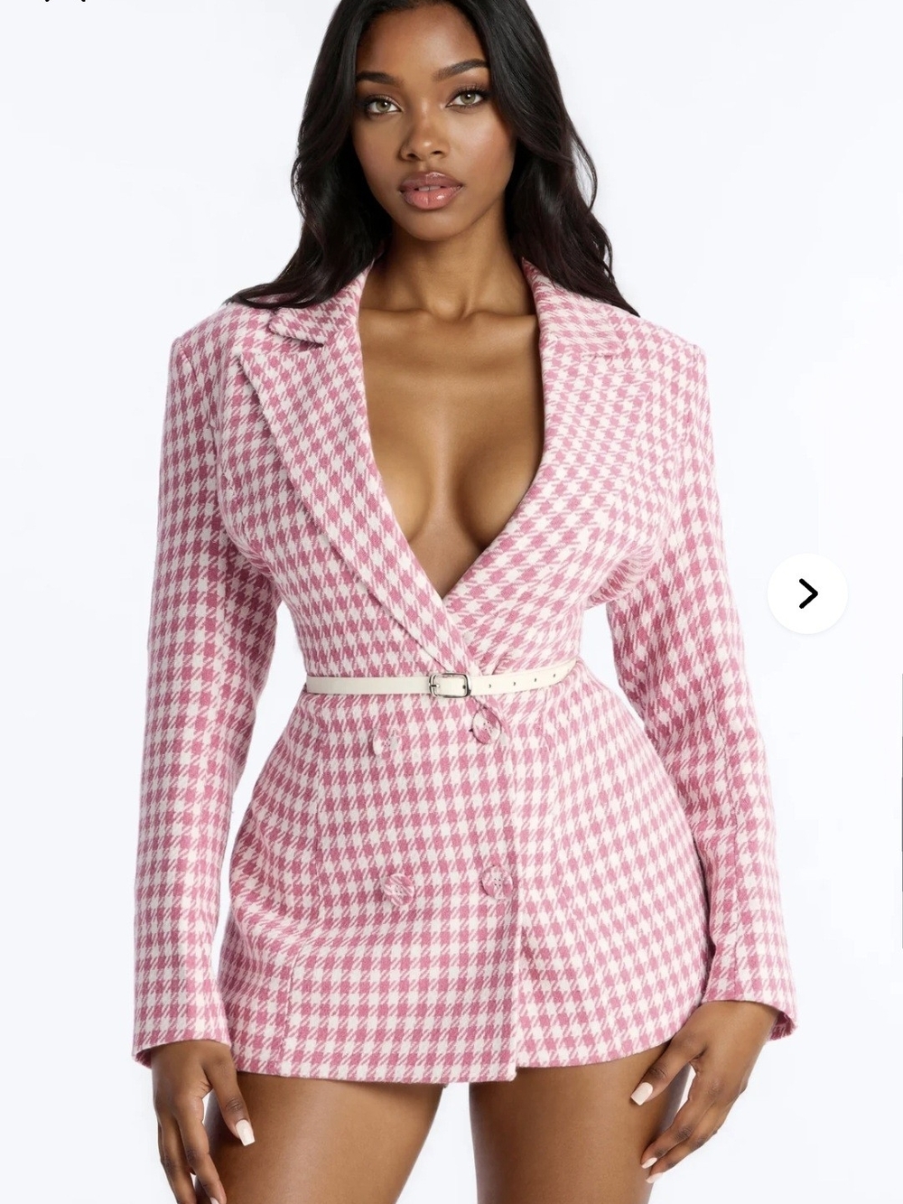 Fashion Nova Pink Houndstooth Blazer Dress